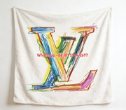 Rainbow LV Sketch Blanket Colorful LV Doodle Blanket 110